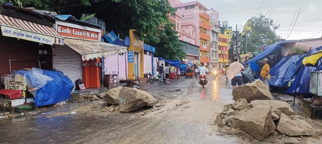 Haridwar weather news: Mansa Devi hill collapse and boulder falls in Har Ki pauri