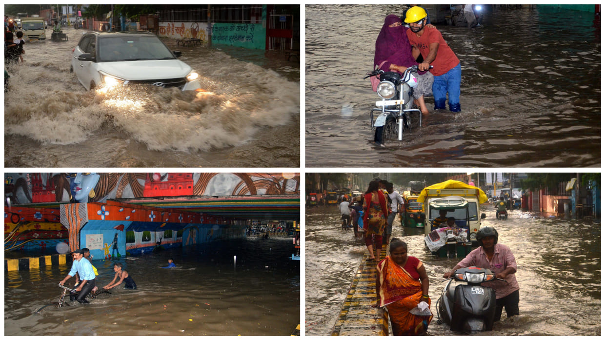 heavy rain in prayagraj many areas of the city were formed people were scared by the thunder of clouds