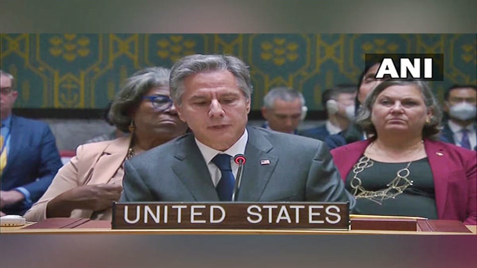 Antony Blinken at UNSC said Nations maintaining close ties with Moscow concerned about Putin invasion