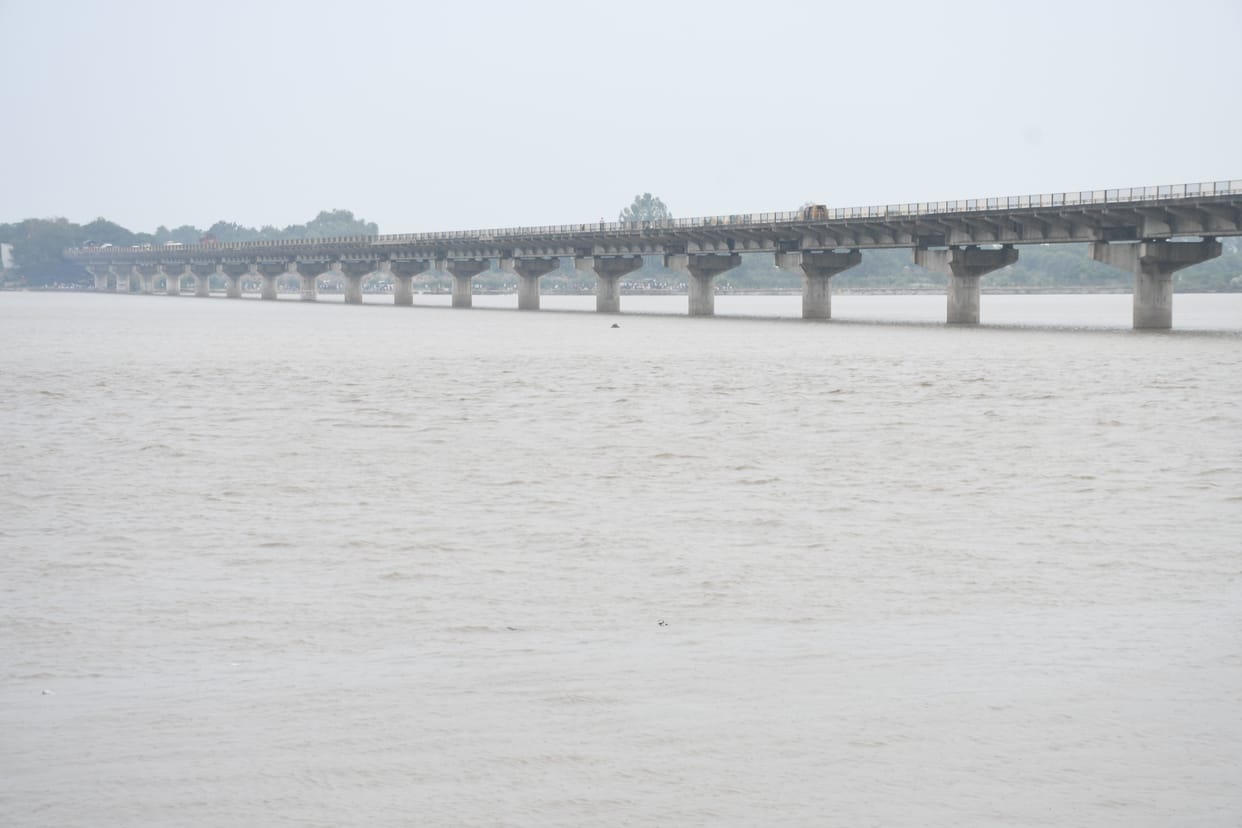 Confluence of Ganga and Kali river due to rise in water level