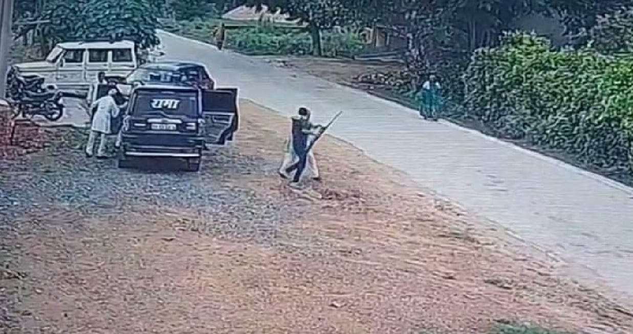 The soldier shot a rifle at the father and brother over the possession of the resort in Etawah