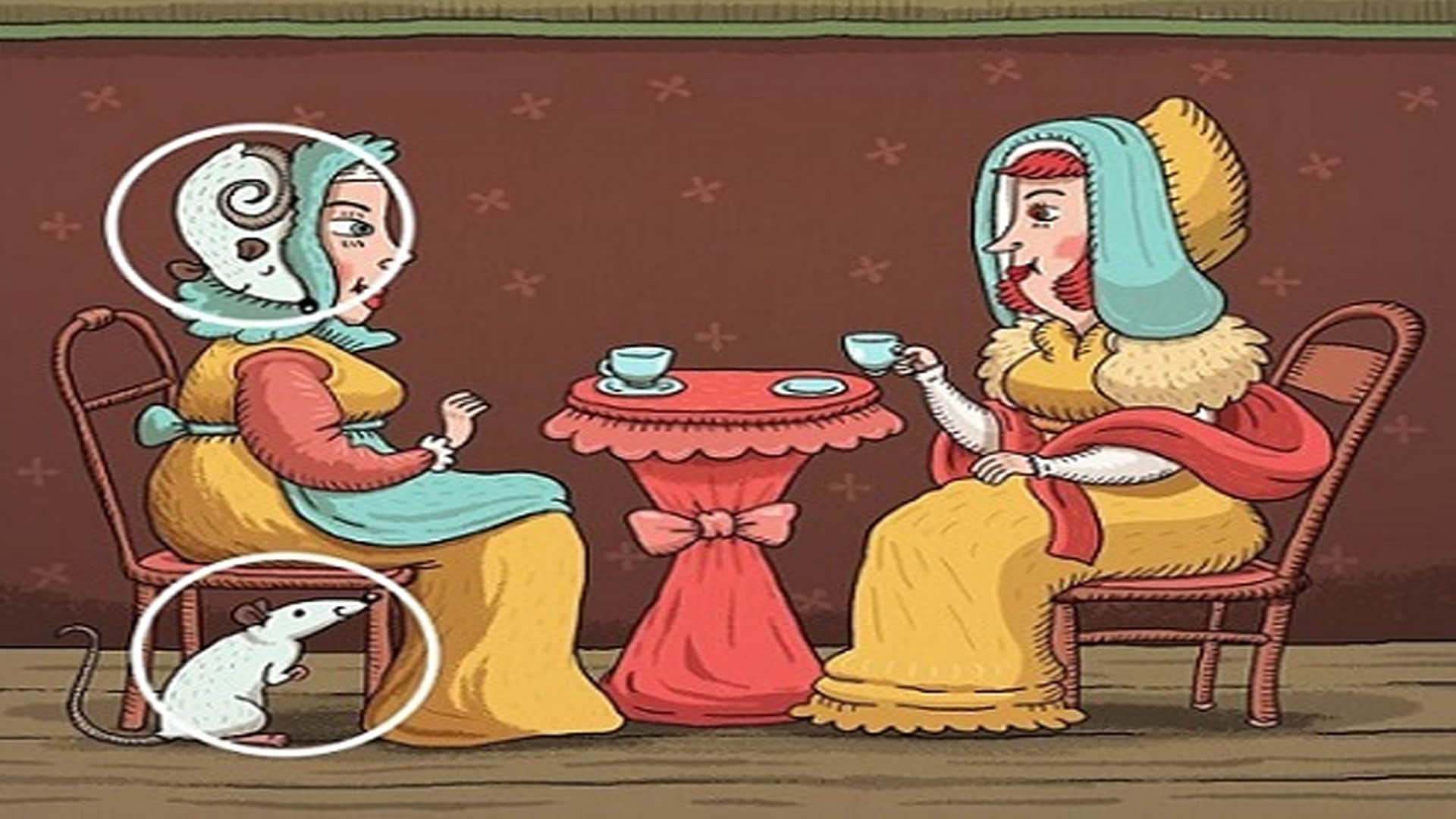 Optical Illusion for Brain IQ Test Find Out Hidden Rat from the Picture of Ladies Check Your Personality