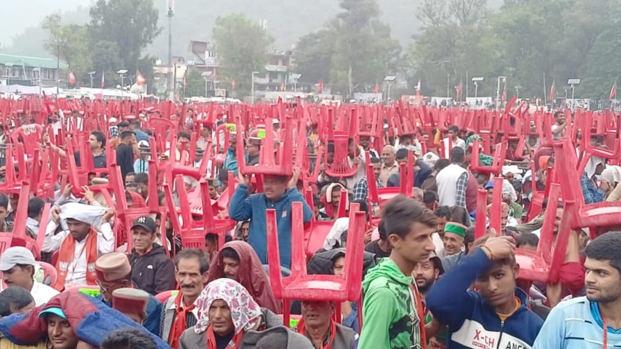 rain in Yuva Vijay Sankalp Rally in Mandi himachal pradesh
