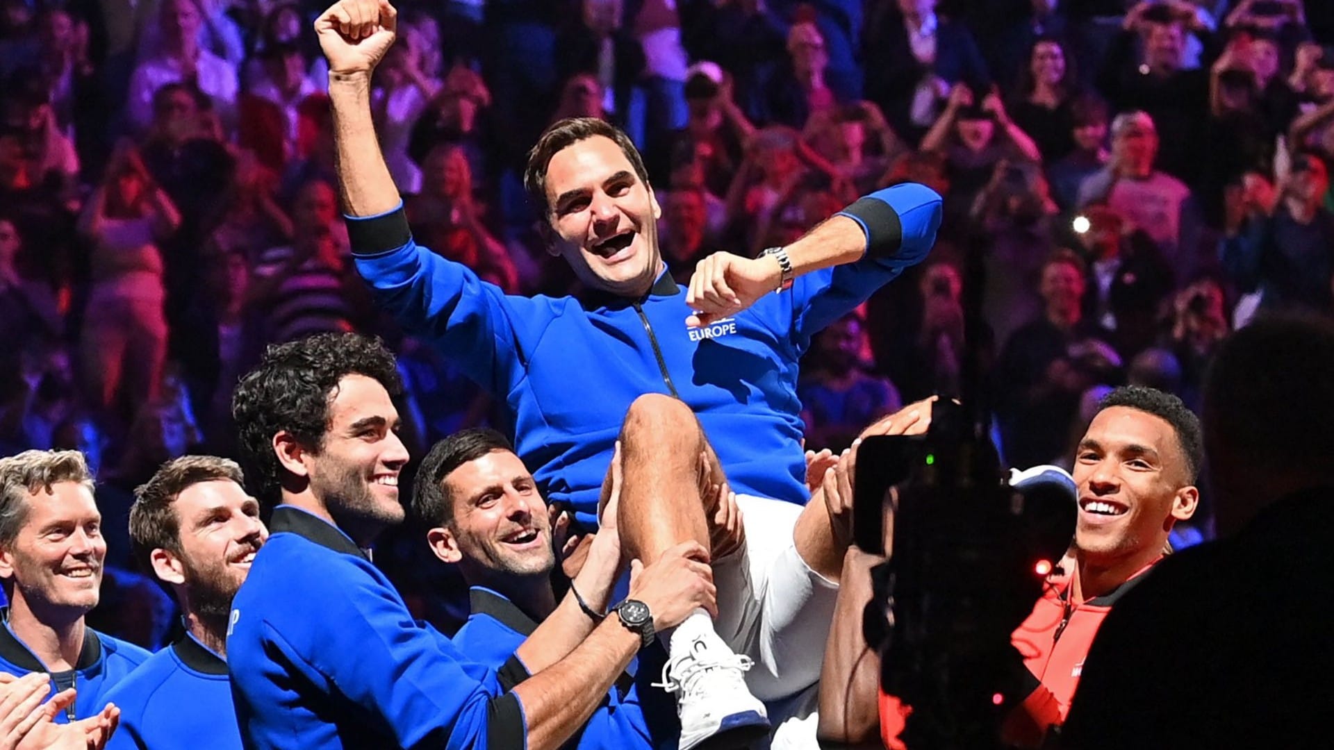 Roger Federer last match photos of emotional moments with rafael nadal and novak djokovic