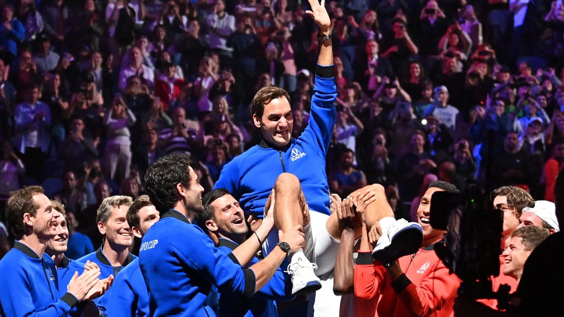Roger Federer last match photos of emotional moments with rafael nadal and novak djokovic