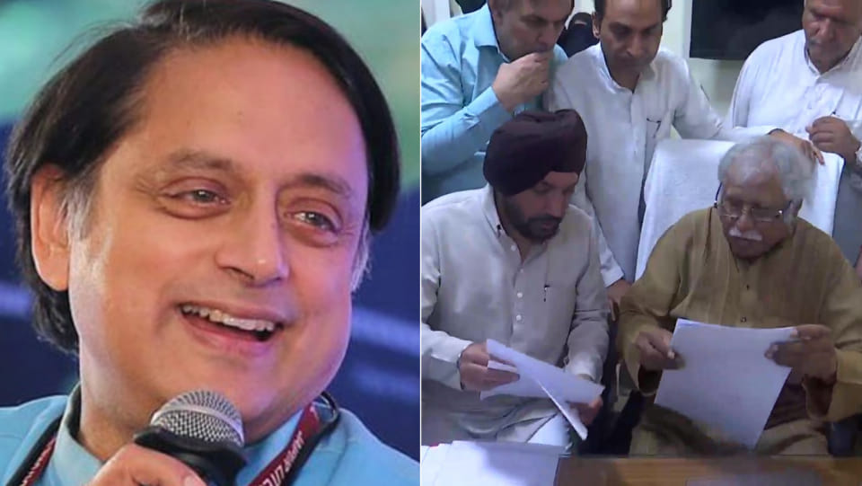 Congress MP Shashi Tharoor representative collects nomination papers for the party presidential election