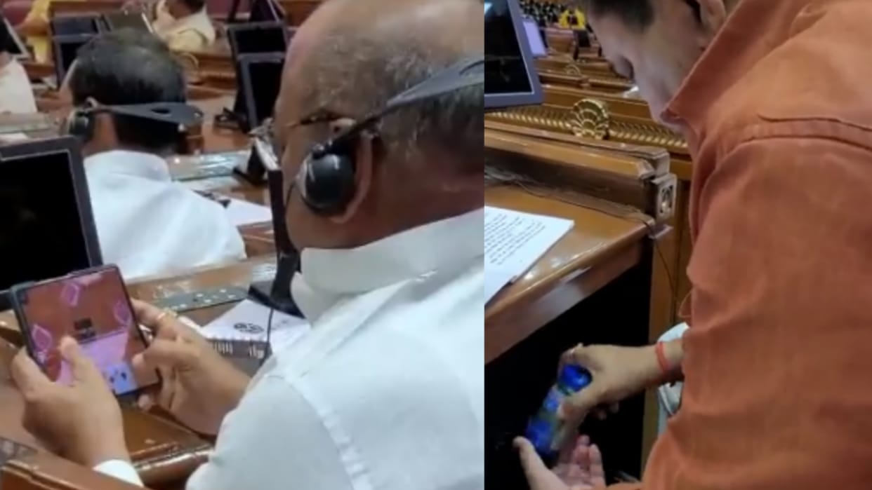 UP BJP MLAs were palying video games and chewing tabaco during vidhansabha session.