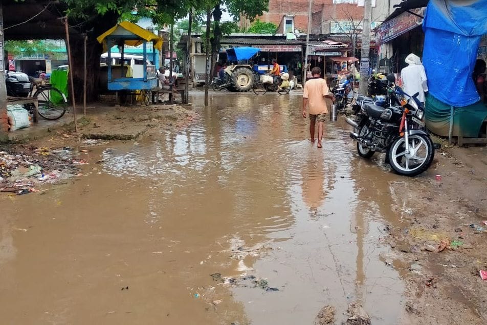 water logging on road after rain fall