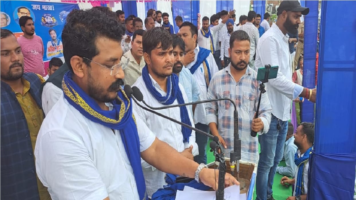 Bhim Army chief Chandrashekhar Azad spoke against BJP at workers conference program in Moradabad.