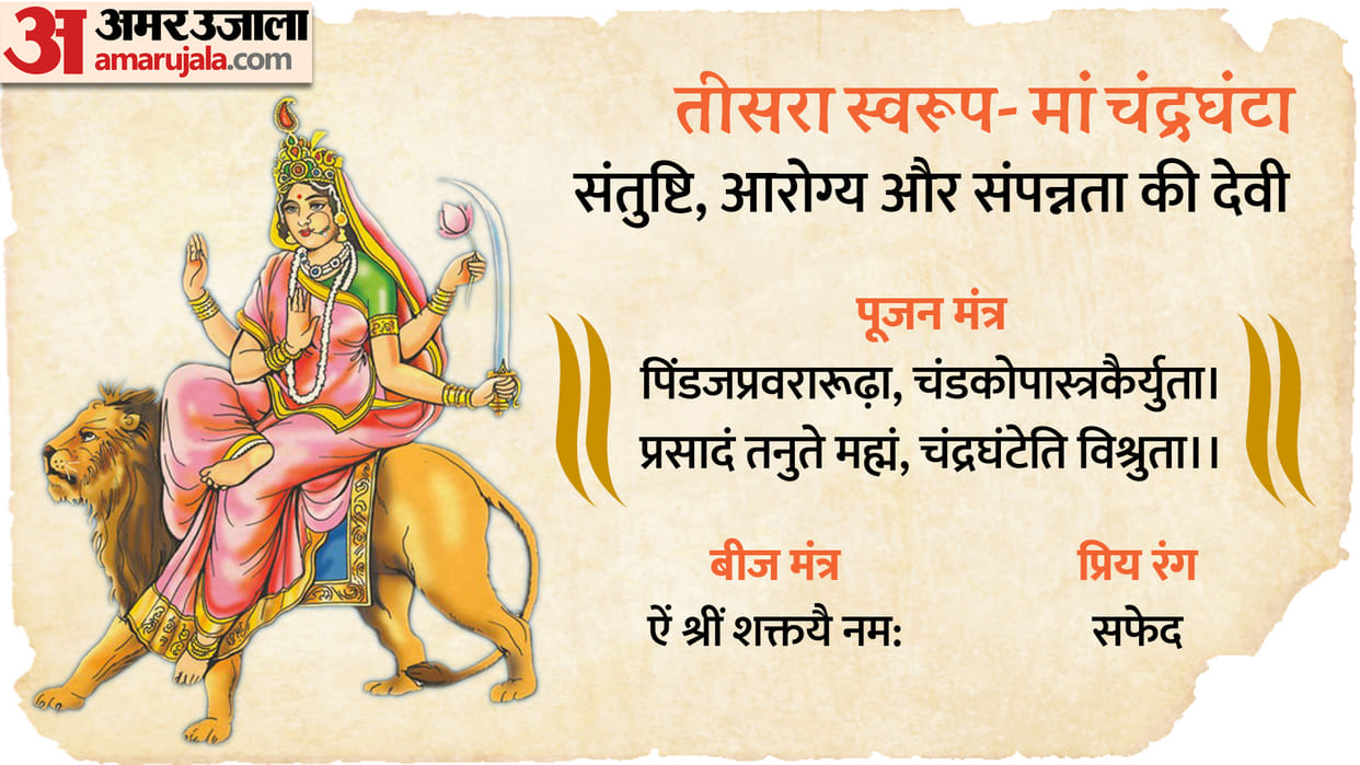 Navratri 3rd Day Maa Chandraghanta Puja Vidhi Shubh Muhurat Mantra Katha Bhog Colour Of The Day