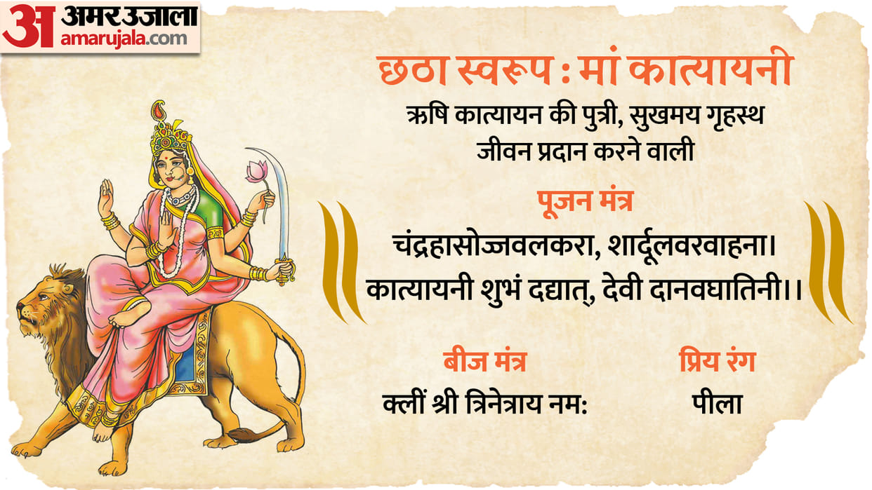 Shardiya Navratri 2022 6th Day maa katyayani puja vidhi bhog and mantra and aarti lyrics in hindi
