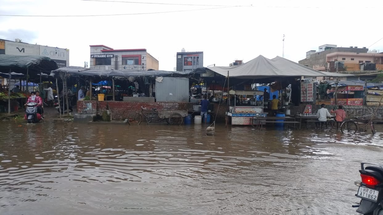The city submerged due to rain, rivers in spate