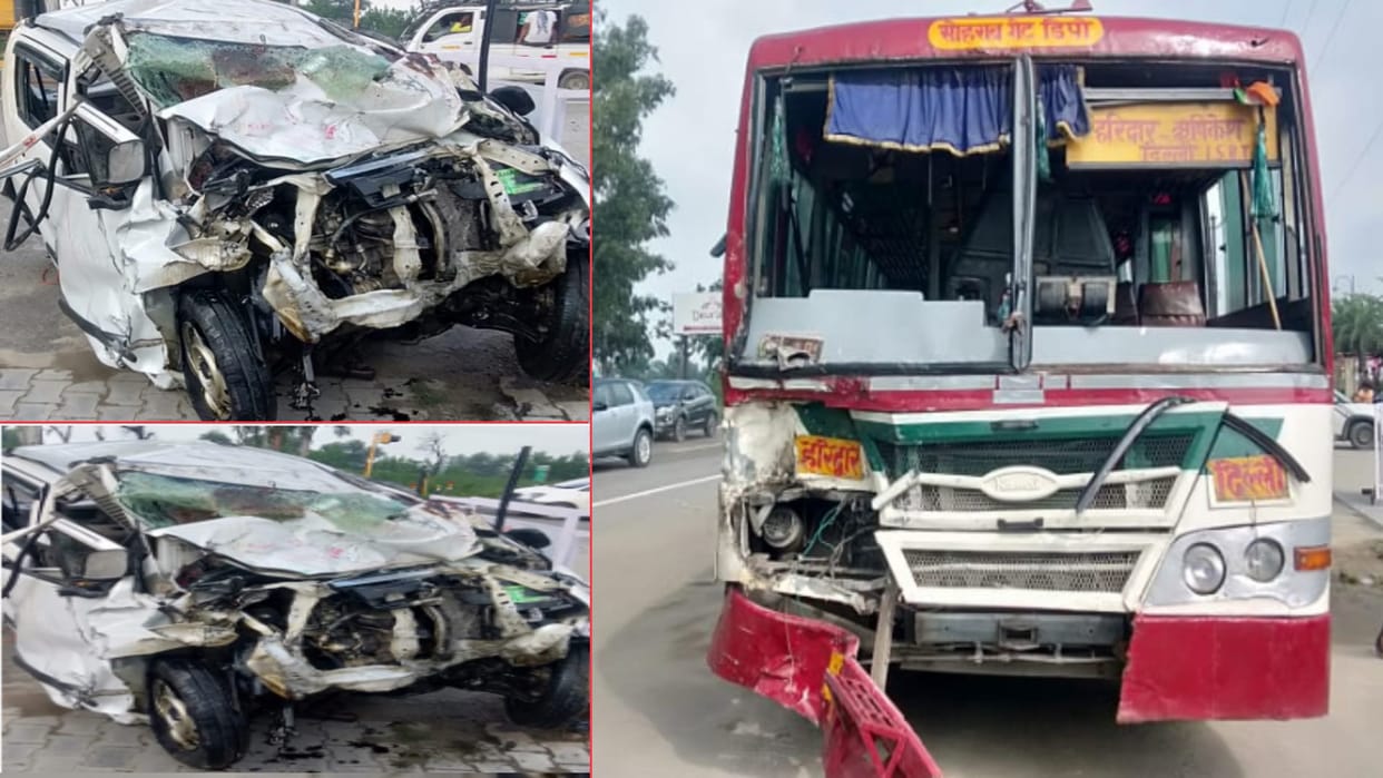 Accident: WagonR collided with roadways bus On Delhi-Doon highway in Muzaffarnagar, four died