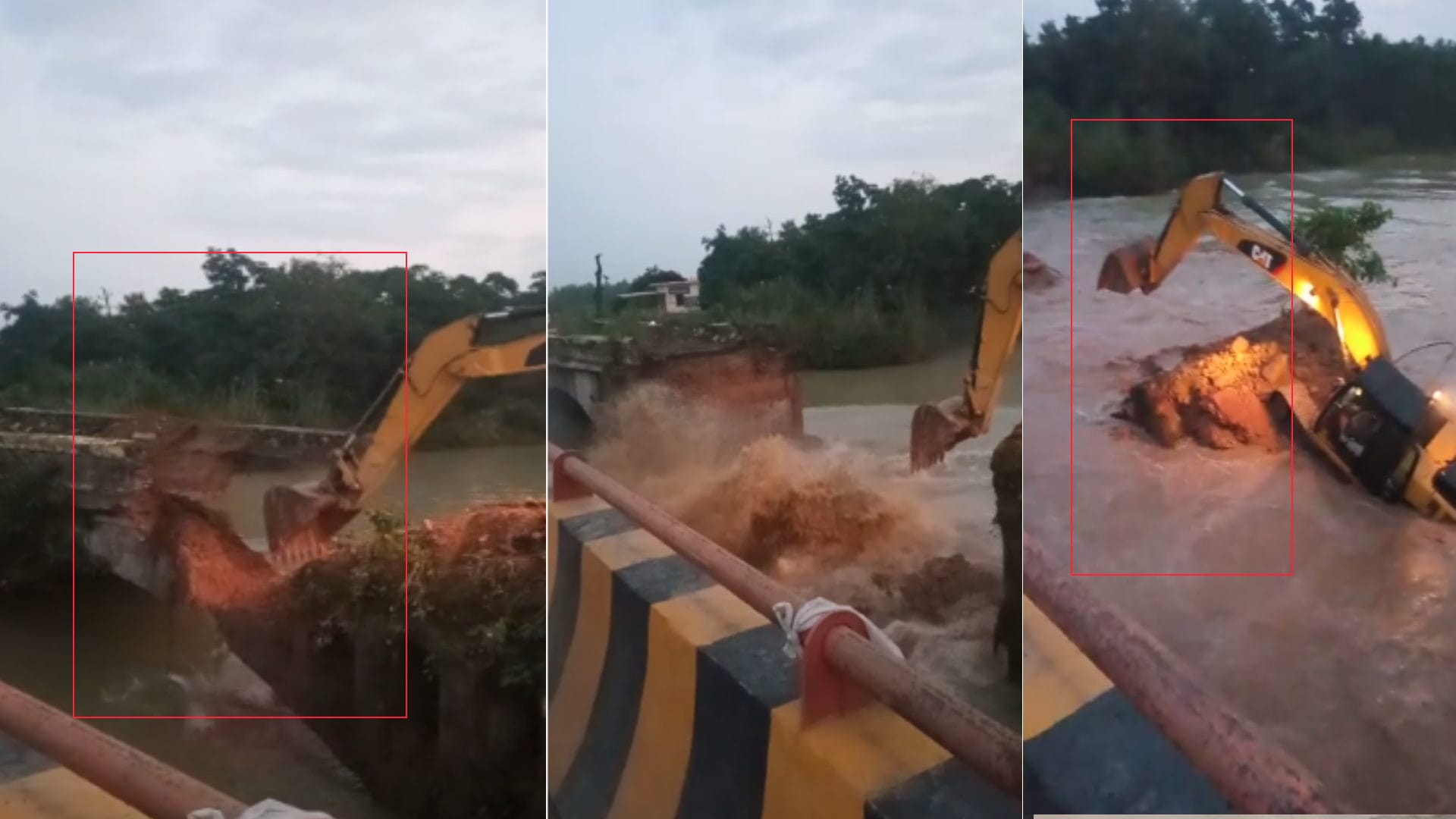 Muzaffarnagar: British era bridge collapsed, JCB fell in Gangnahar, driver saved