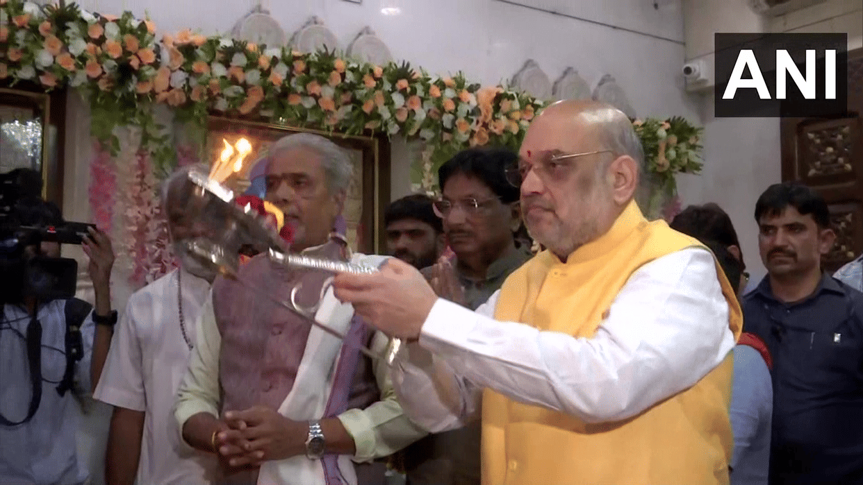 Amit Shah Gujarat visit today offers prayers at Meldi Mataji Temple and inaugurates Primary Health Center