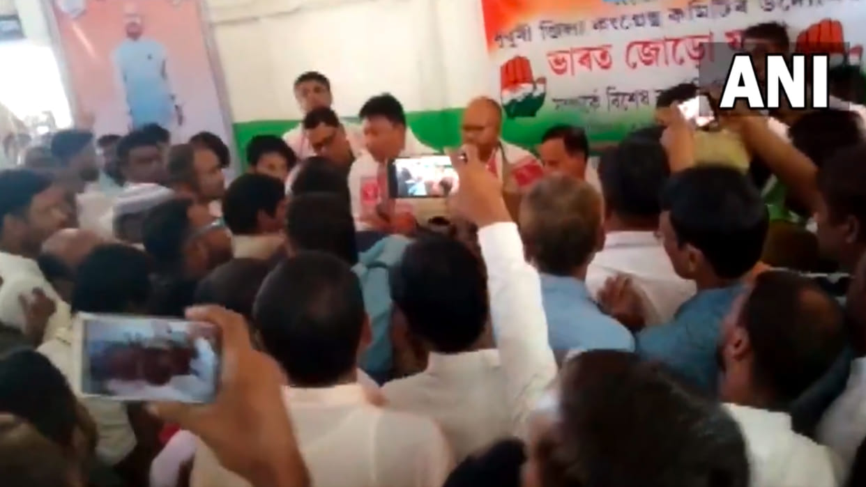 Clash between two groups of Congress workers broke out during a meeting in Assams Dhubri
