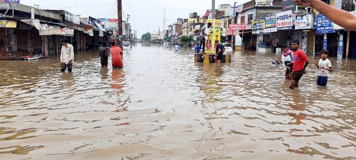 Rain triggers flood situation in Bhuna, 10 houses collapse