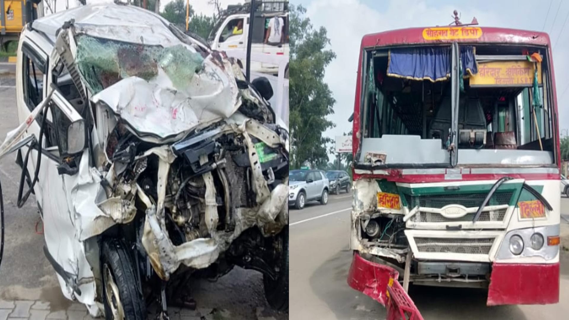 Accident: WagonR collided with roadways bus On Delhi-Doon highway in Muzaffarnagar, four died