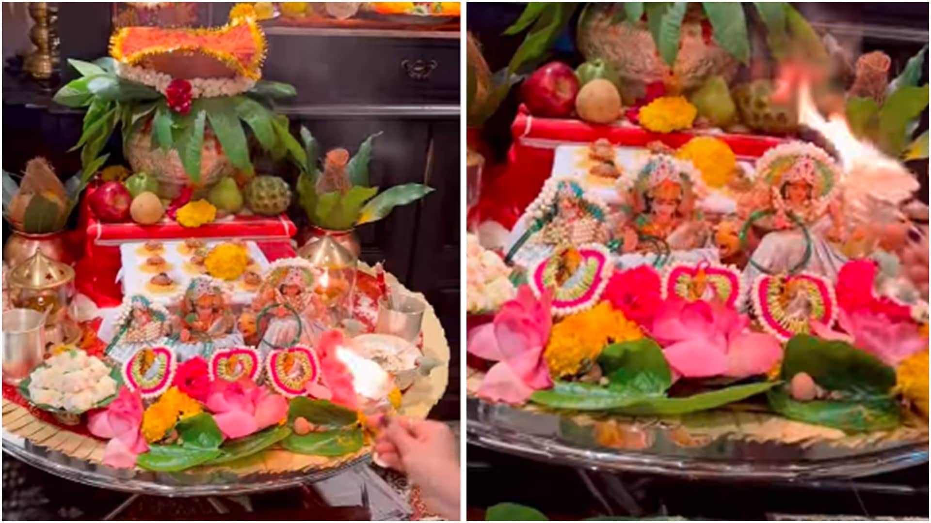 Shilpa Shetty Raj Kundra Performed Kanya Pujan at home with daughter shamisha and kids on durga ashtami 2022