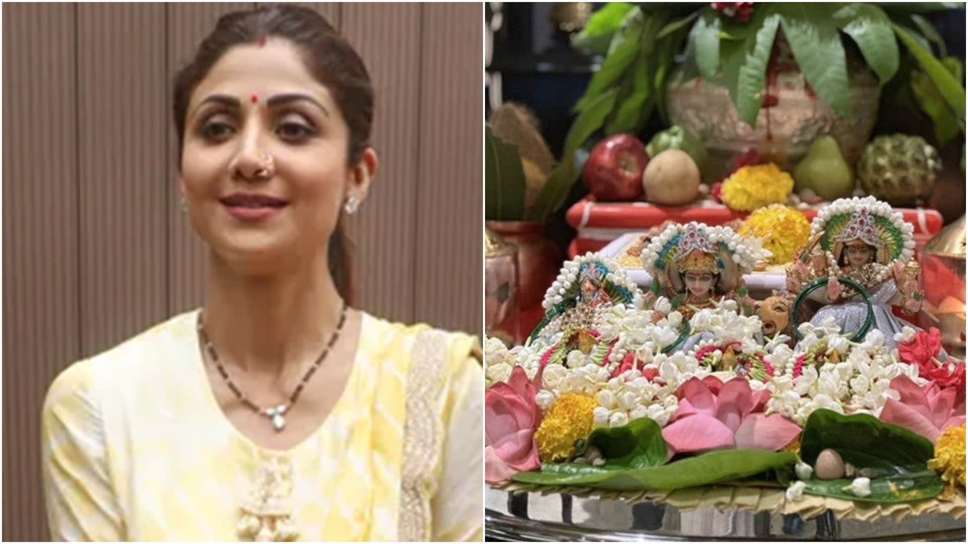 Shilpa Shetty Raj Kundra Performed Kanya Pujan at home with daughter shamisha and kids on durga ashtami 2022