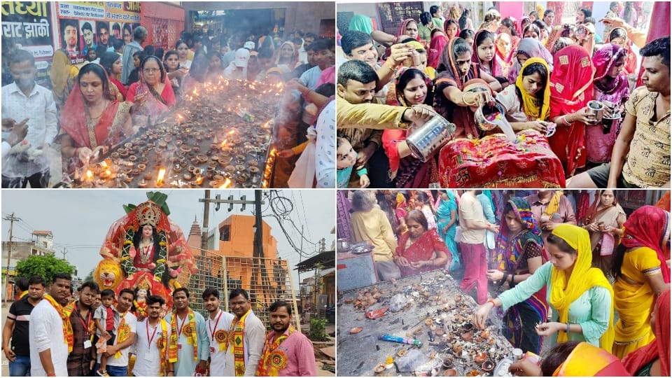 sharadiya navratri 2022 devotees performed worship shailputri mata on first day of navratri in agra