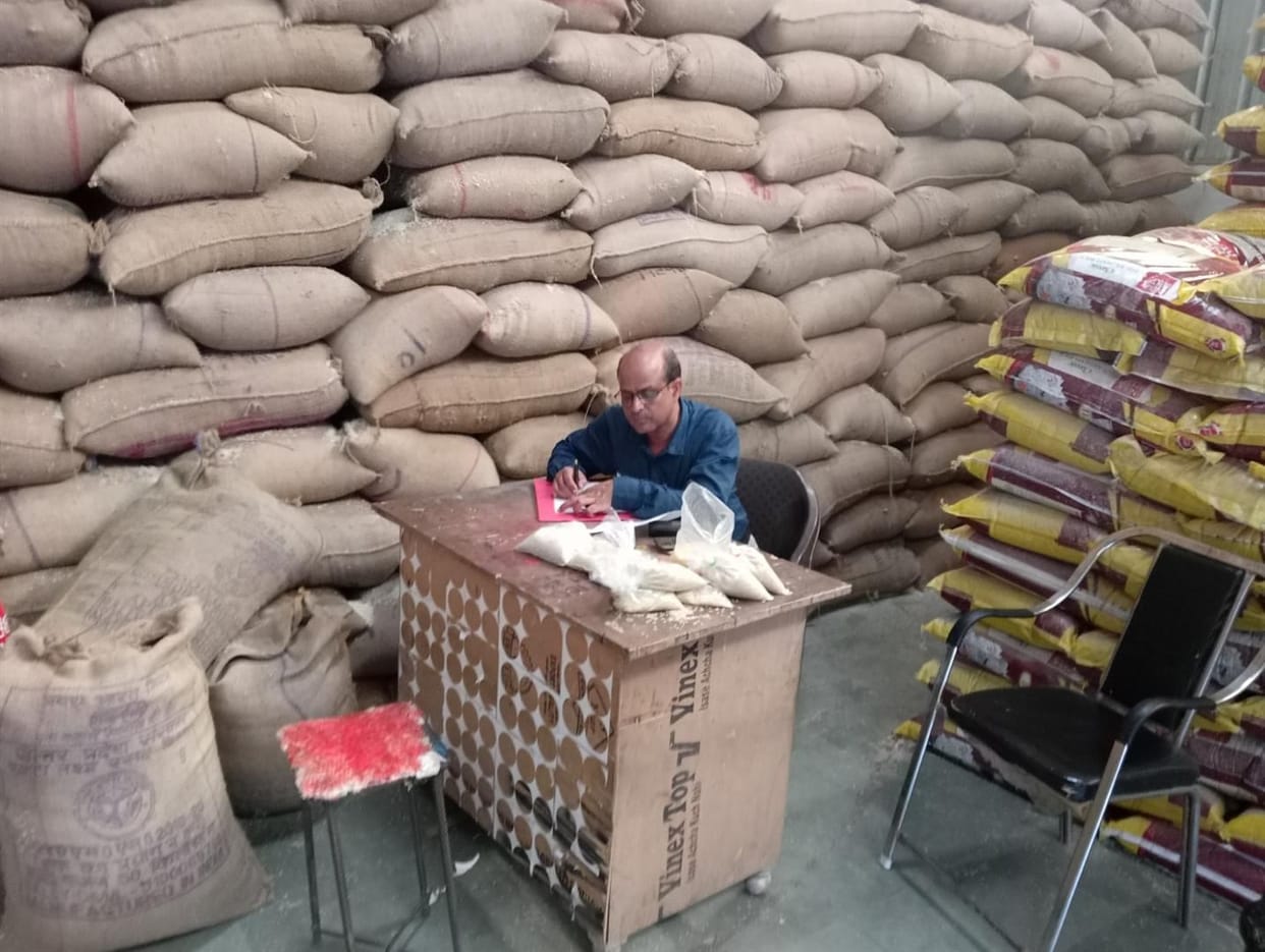 Counting of sacks continued till late night