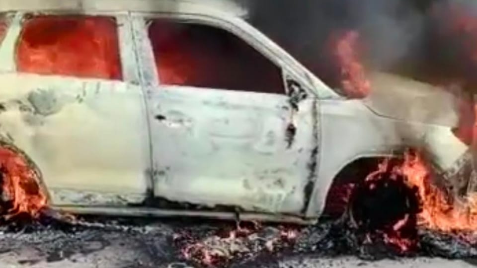Man Burned alive after fire broke out in car at Jind