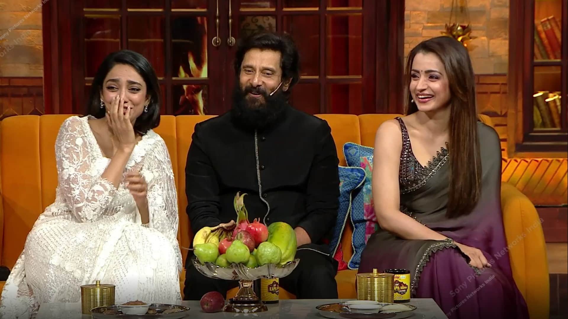 actor vikram trisha krishnan along with ponniyan selvan team in the kapil sharma show watch video