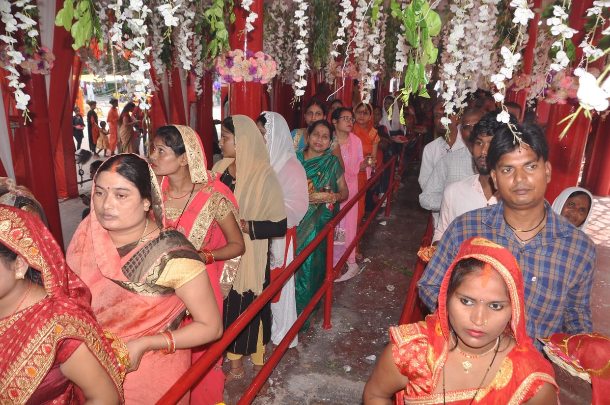 Devotees worship Shailputri on the first day of Navratri
