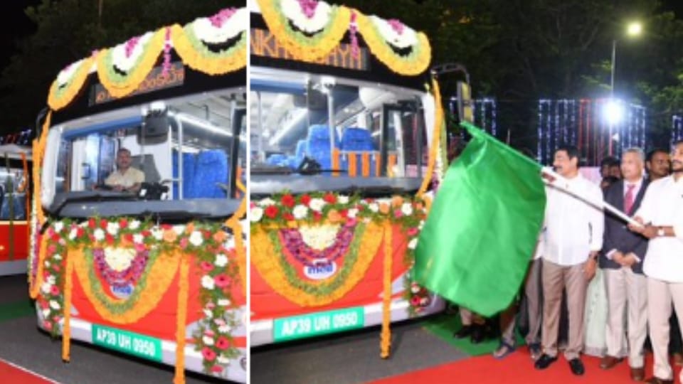 Chief Minister YS Jagan Mohan Reddy flagged off the electric buses from Alipiri depot in Tirupati.