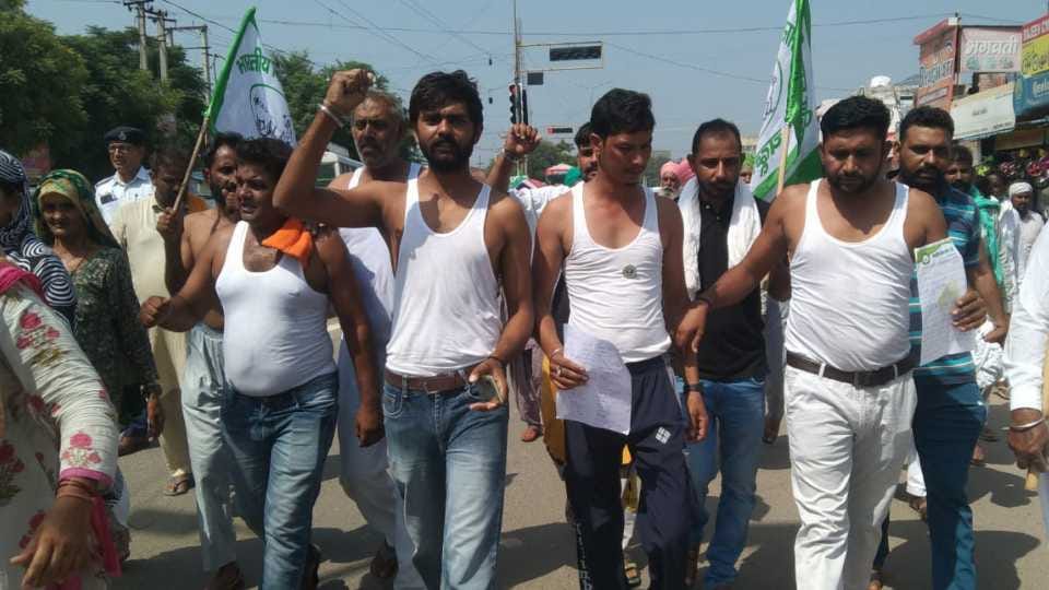 Farmers protest in Fatehabad of Haryana