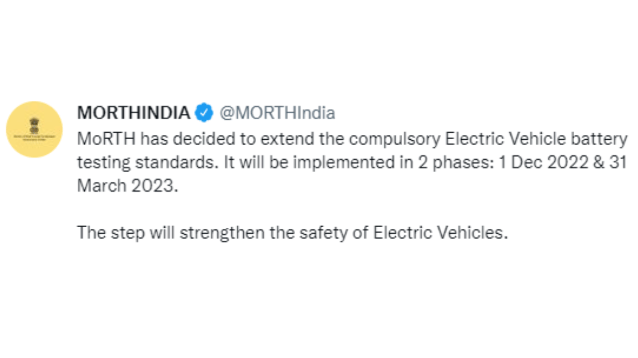 Update on the safety of EV, now the safety norms deadlines extended to december
