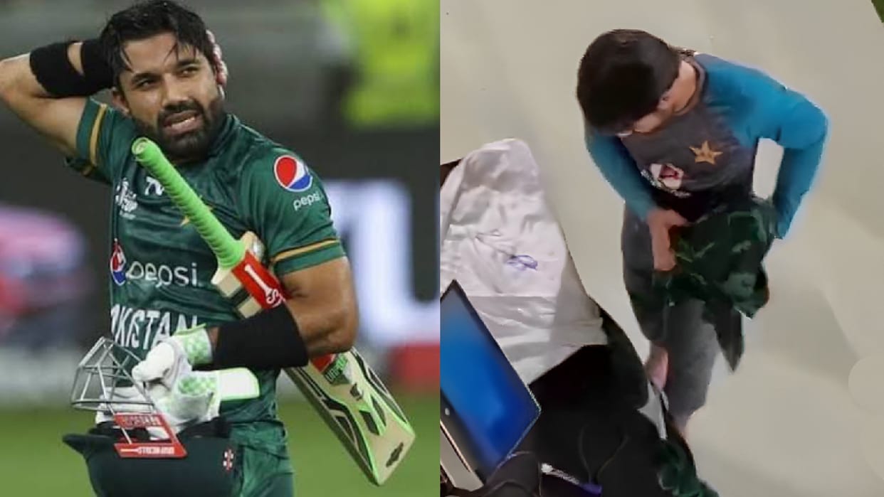 PAK vs ENG T20I Mohammad Rizwan lifted Pakistan flag with his feet people furious on social media watch video