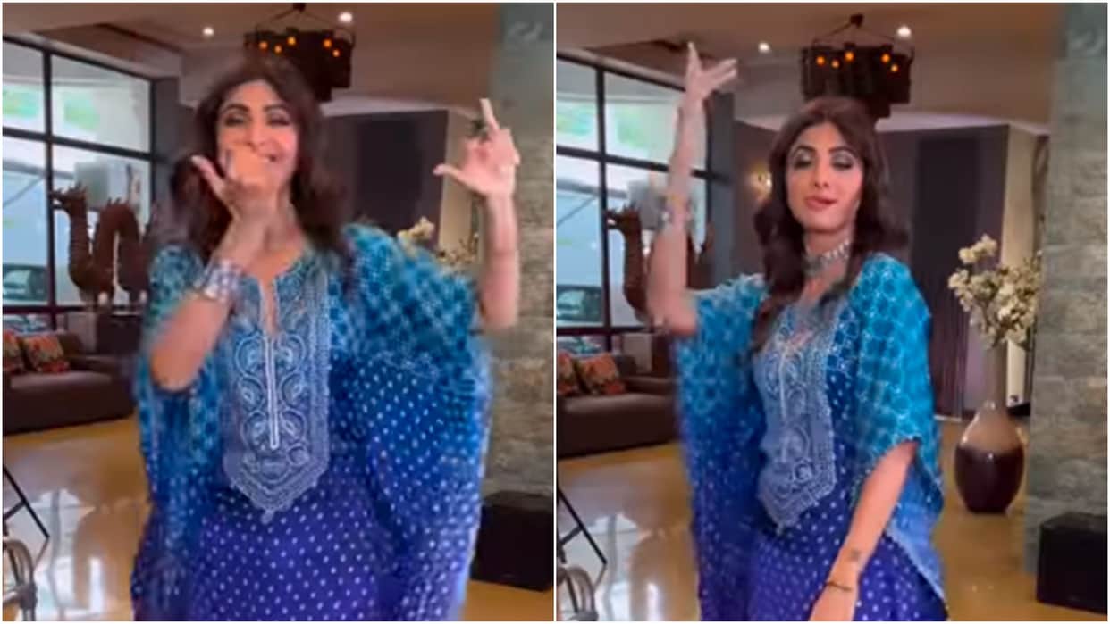 shilpa shetty kundra garba dance with fractured leg on falguni pathak song