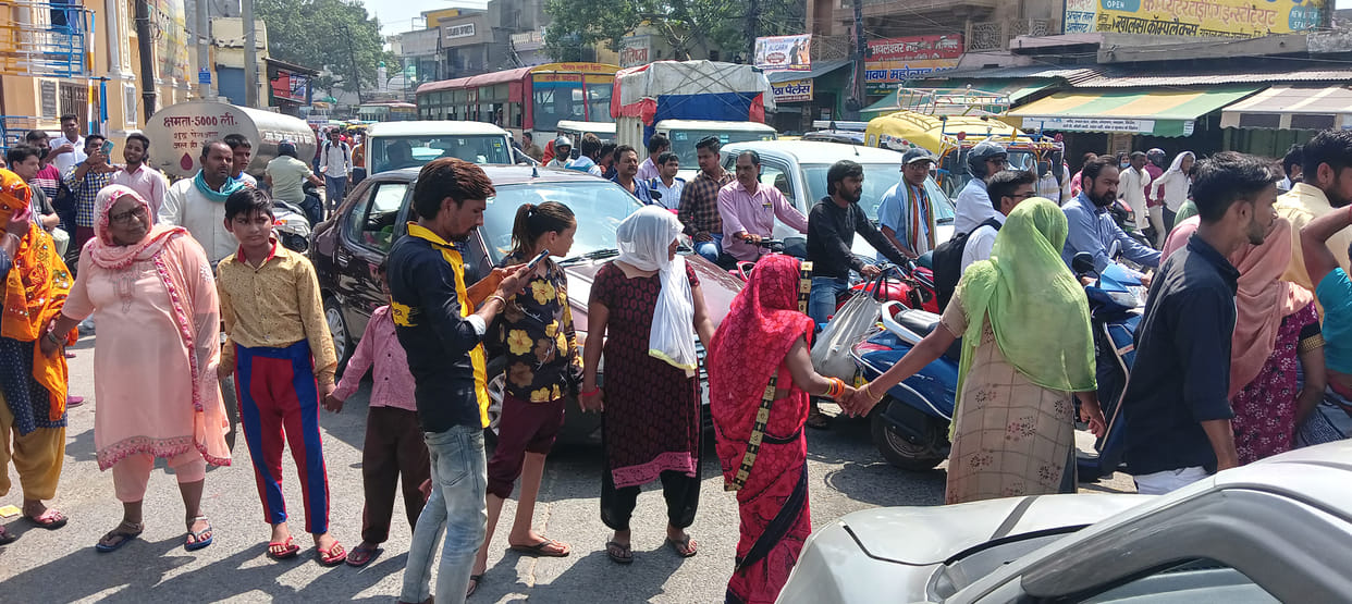 Waterlogging outside Champa Agarwal, GT Road jammed
