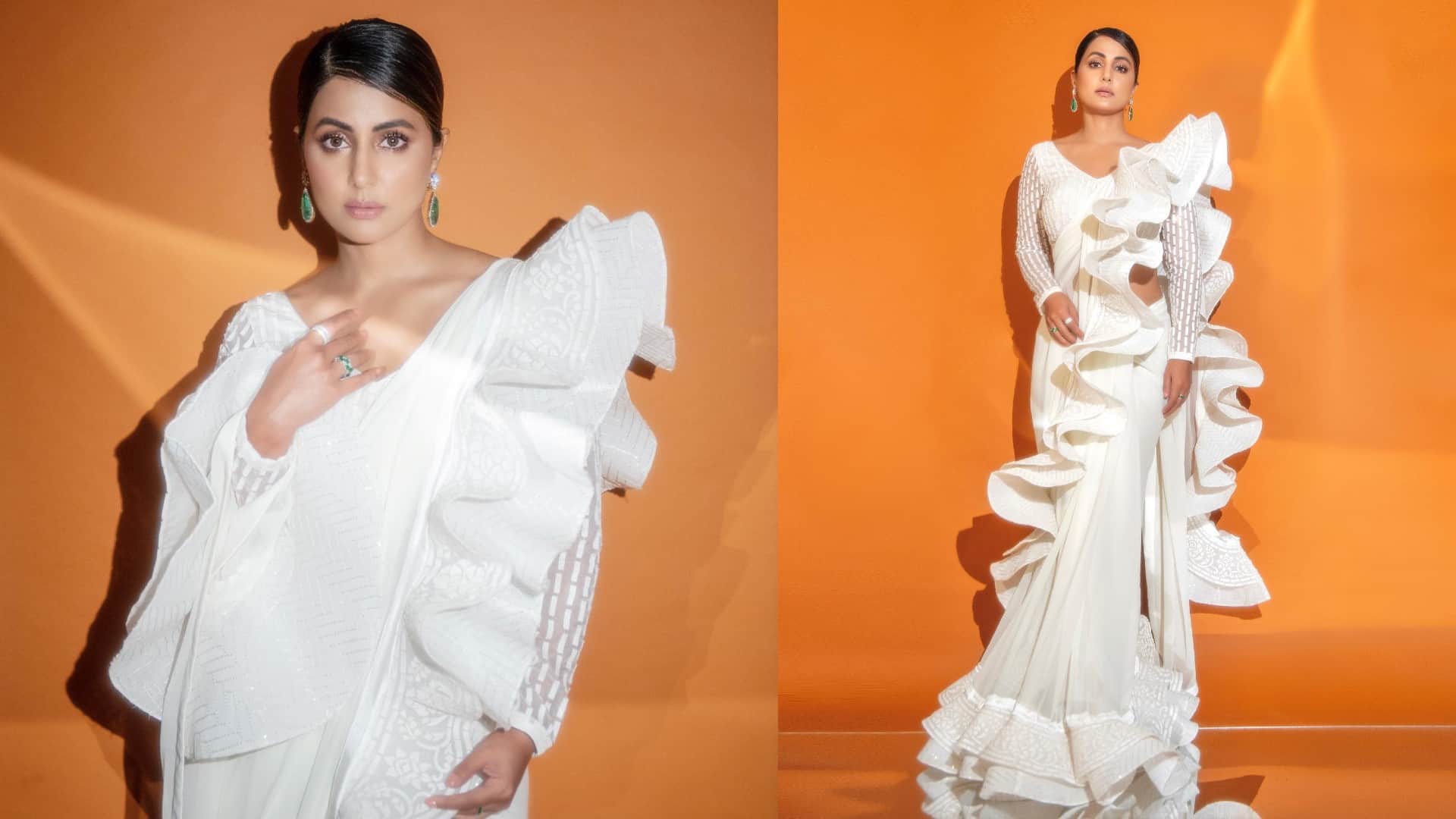 White Saree Ideas Inspired By Bollywood Actress Kriti Sanon Hina Khan Rakul Preet Singh See Photos