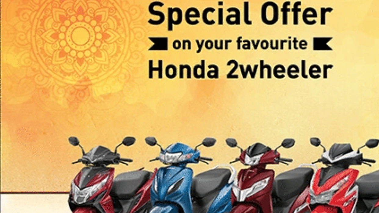 Buy Honda bikes and scooters in the this festive season cashback no cost emi and many offers are available