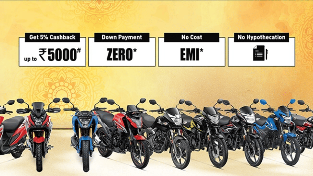 Buy Honda bikes and scooters in the this festive season cashback no cost emi and many offers are available