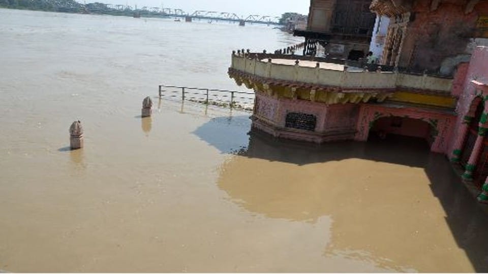 Yamuna river water level near warning mark in mathura