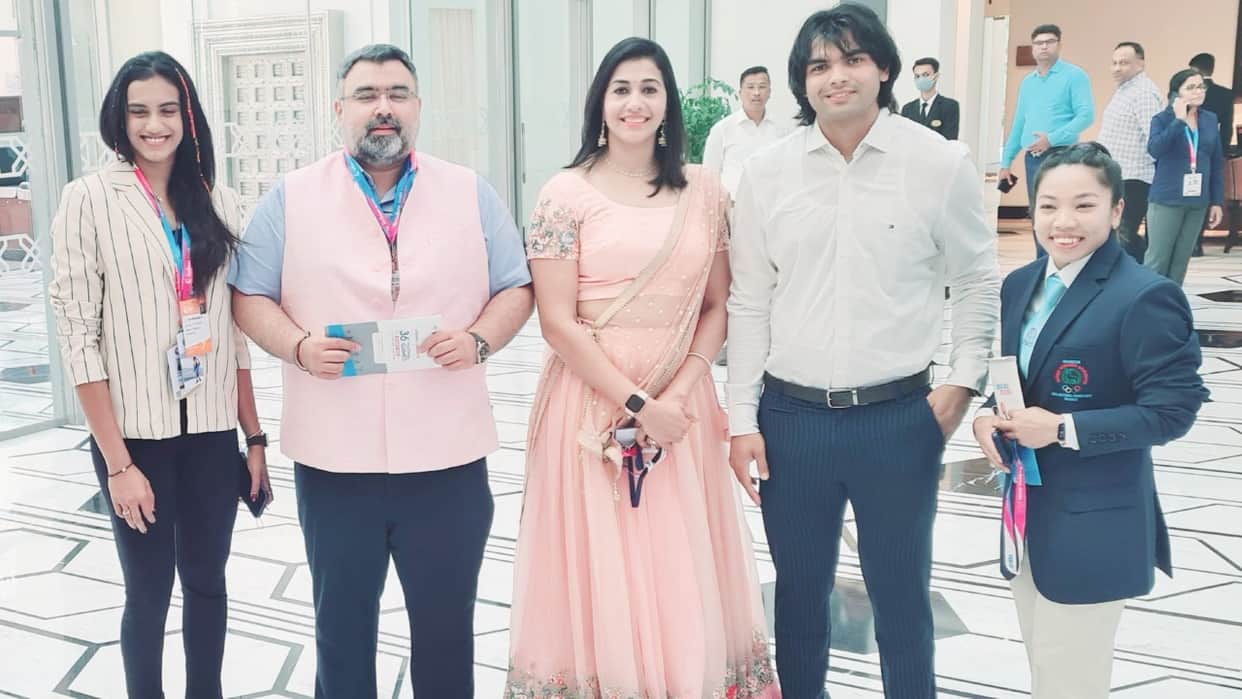 Anju Bobby George and PV Sindhu attended the National Games Opening Ceremony