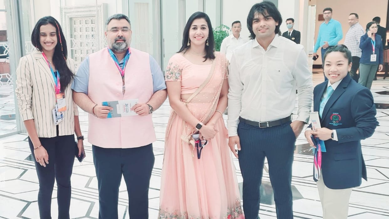 Anju Bobby George and PV Sindhu attended the National Games Opening Ceremony