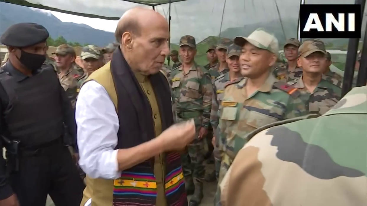 Defence Minister Rajnath Singh visited forward areas in Dibang valley interacted with the troops deployed