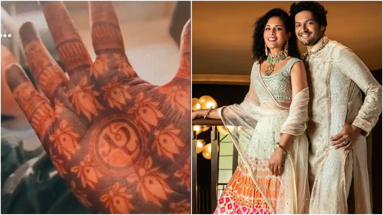 ali fazal richa chadha wedding actress shares her special mehndi design made cats face on her hands