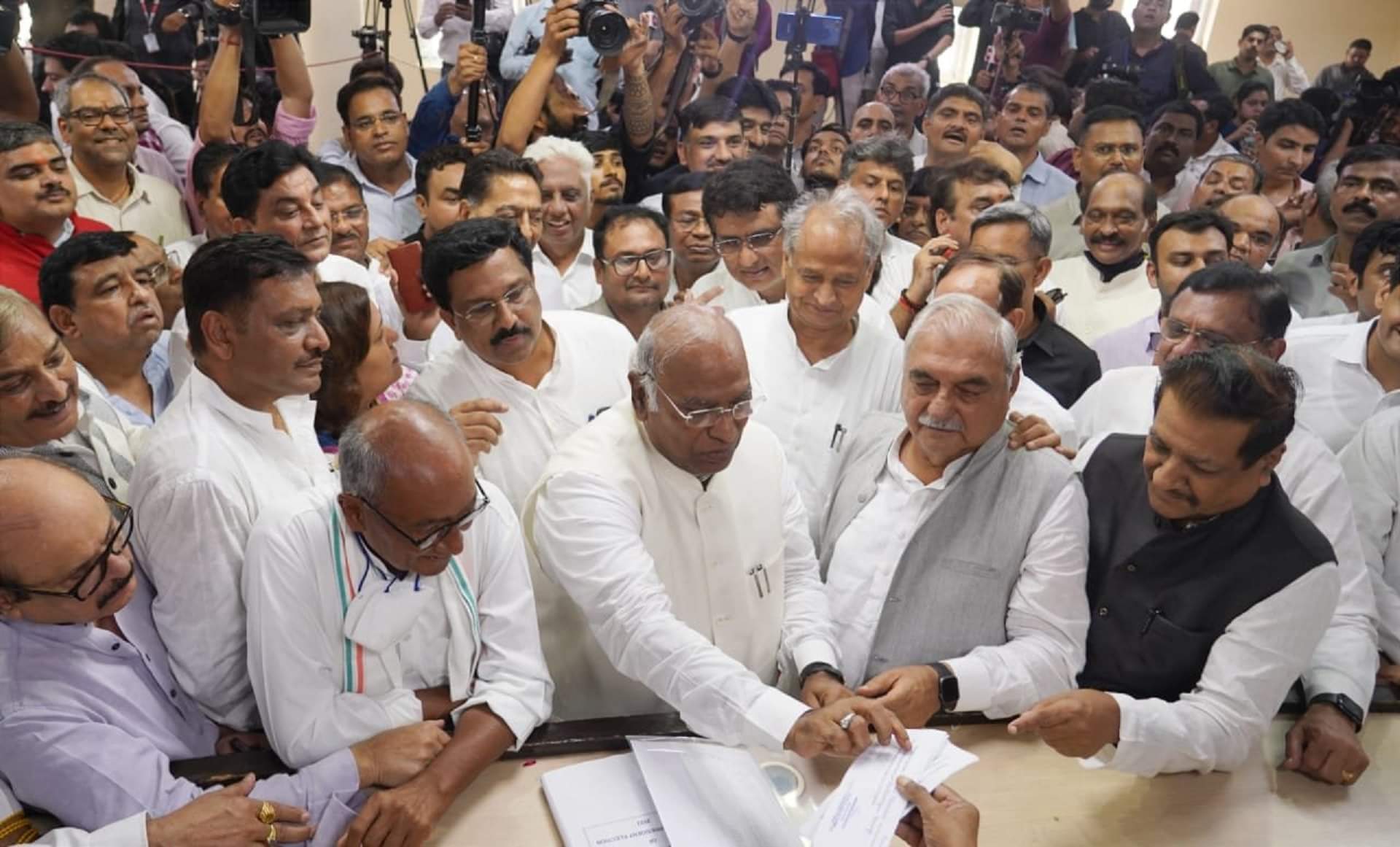 Congress Prez Poll: Mallikarjun Kharge during filing his nomination