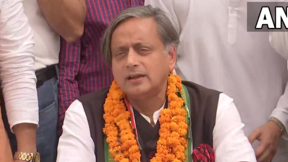 Senior Congress leader Shashi Tharoor filed his nomination for the post of Congress president