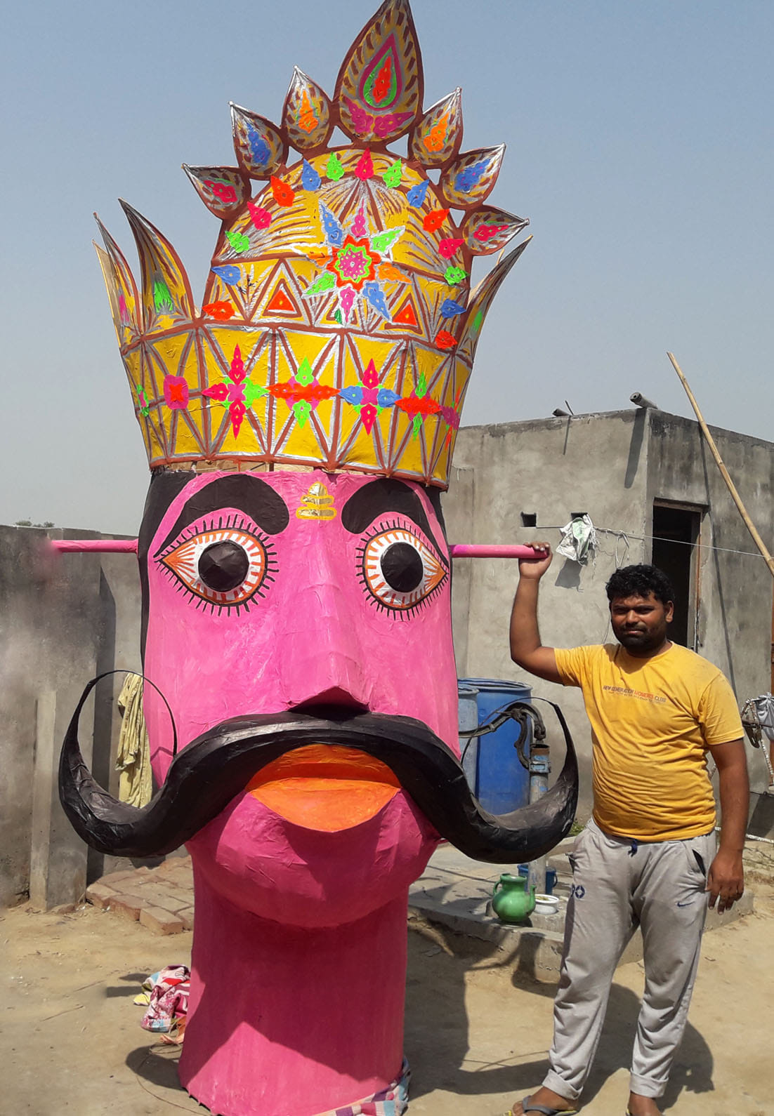 Anees engaged in making effigies of Ravana