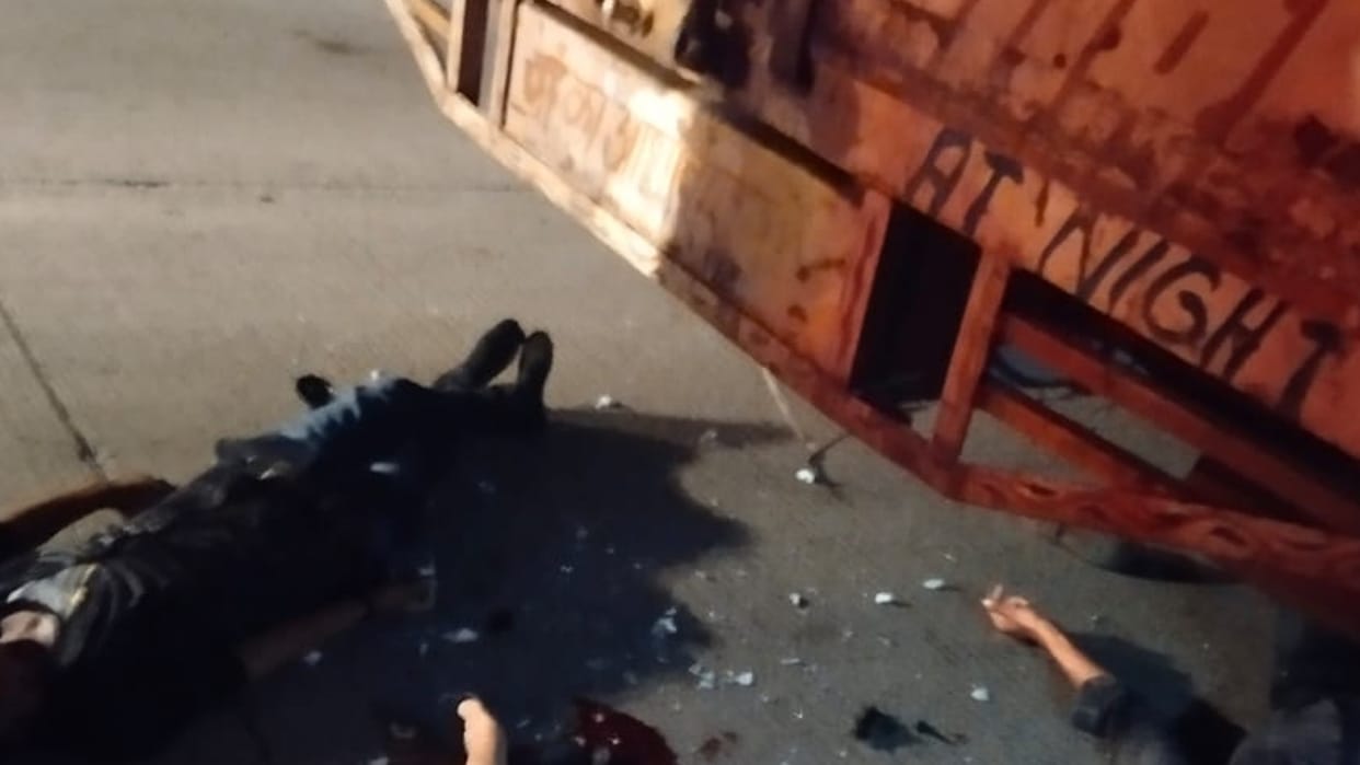 Speeding bike collided with truck parked in darkness three killed accident on Indore bypass
