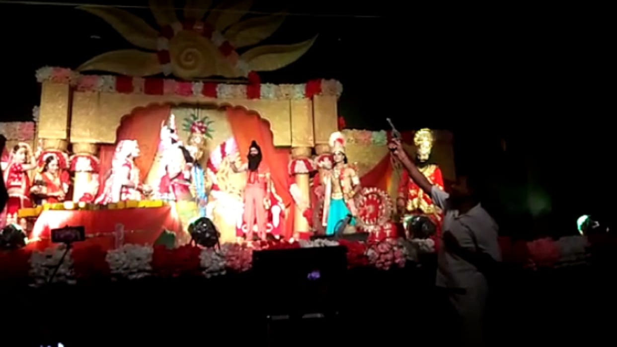 there was a stir due to the joyous firing near the Ramlila stage