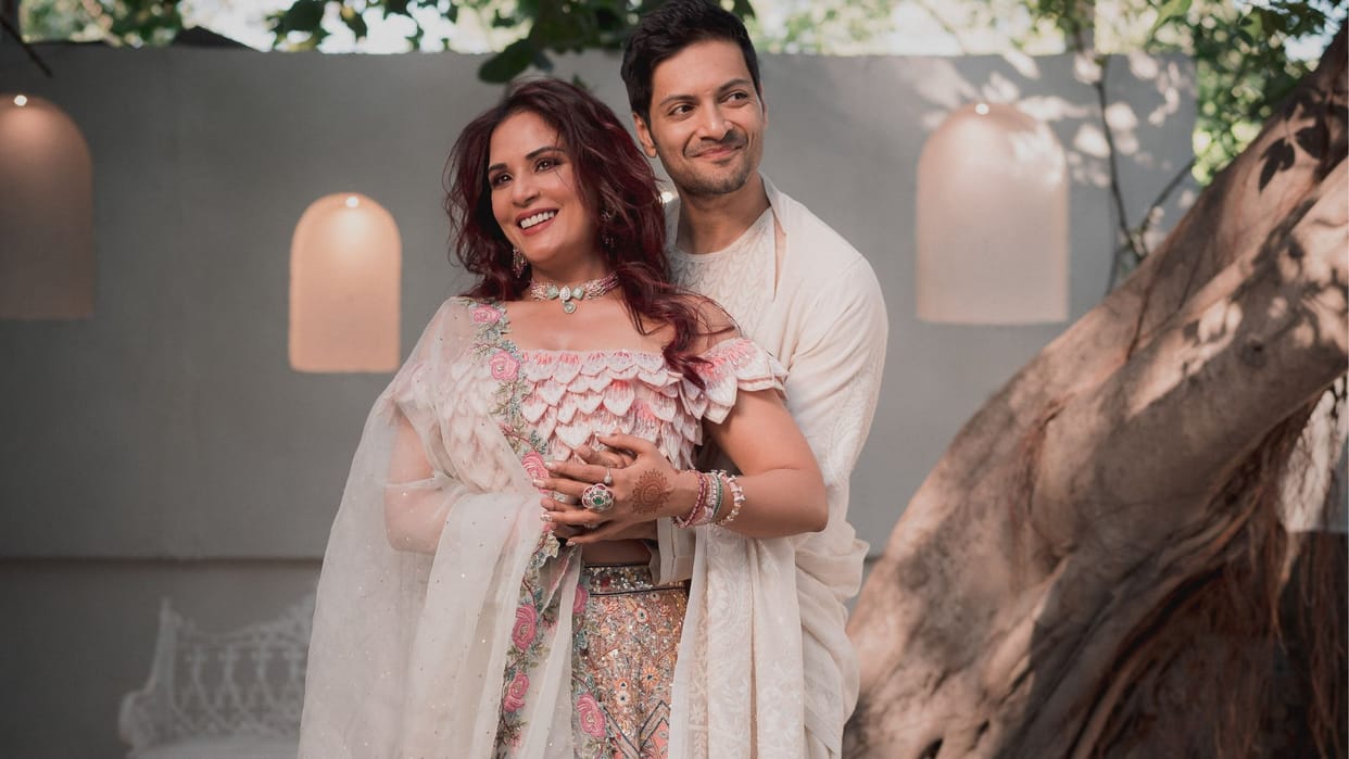 richa chadha ali fazal wedding couple pre wedding function photos see here