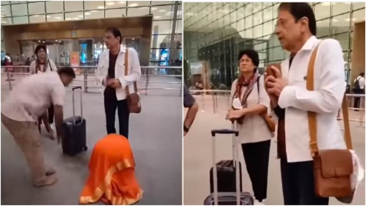 Women started crying touching Arun Govil aka lord ram feet at airport video went viral on internet watch her
